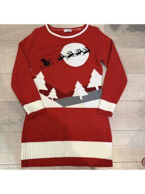 The Costume Shop Womens Red Sweater Dress Christmas Wool Medium